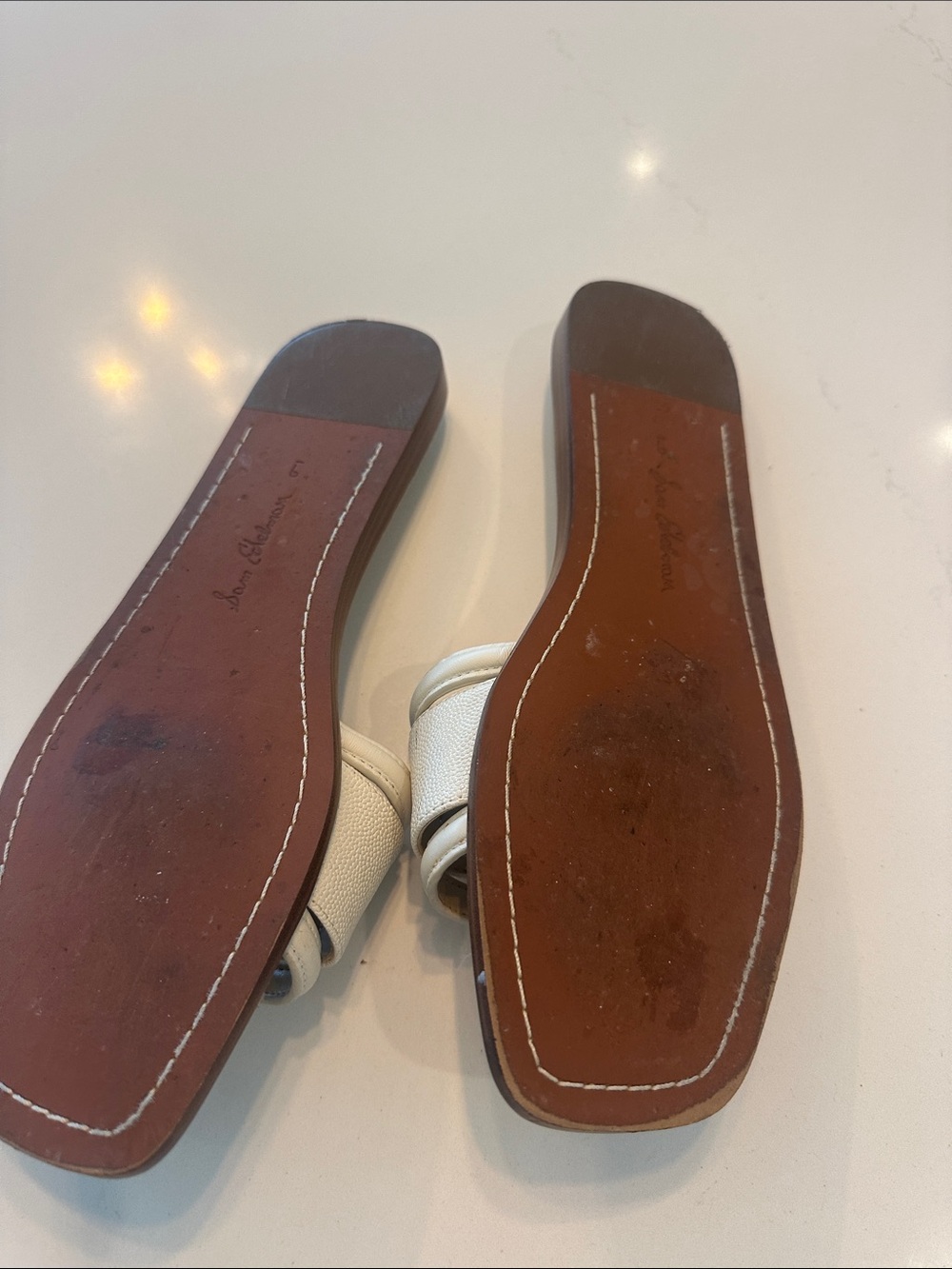Sam Edelman cream Leather Slide Mules with Woven Insole - Picture 7 of 8